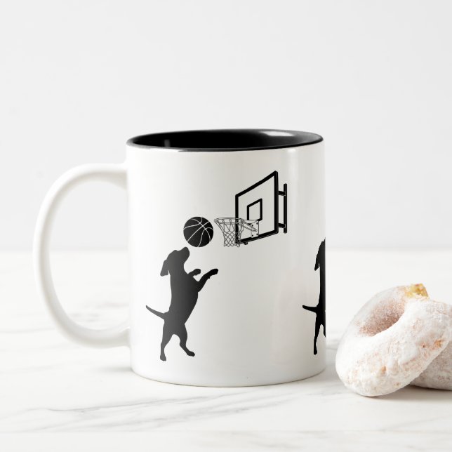Cartoon Animal Basketball Två-Tonad Mugg (Med munk)