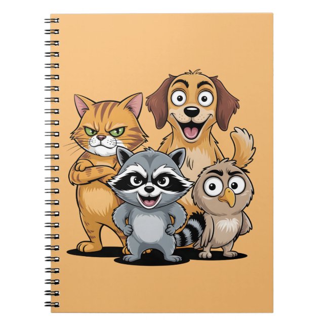 Cartoon Animal Friends Team Illustration Anteckningsbok (Framsidan)