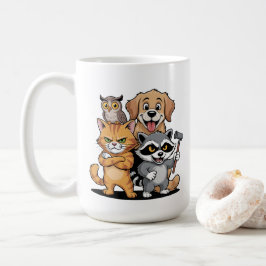 Cartoon Animal Friends Team Illustration Kaffemugg