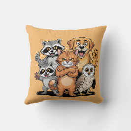 Cartoon Animal Friends Team Illustration Kudde