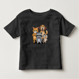 Cartoon Animal Friends Team Illustration T Shirt