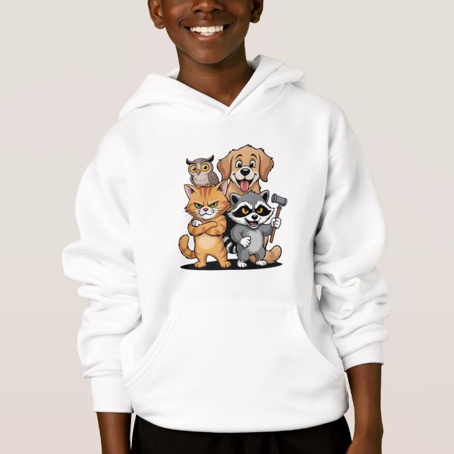 Cartoon Animal Friends Team Illustration T Shirt (Framsida)