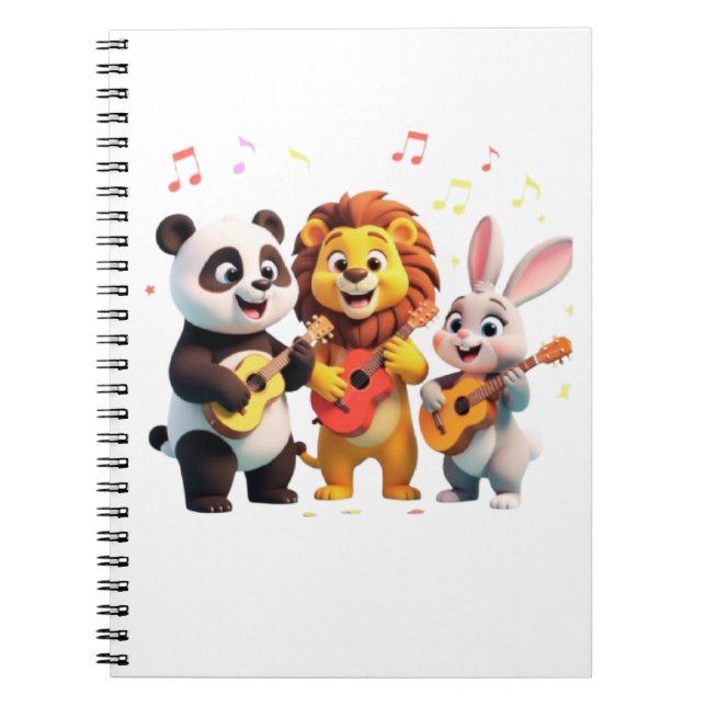 🎵 Cartoon Animal Music Party – Fun & Cute Musical Anteckningsbok (Framsidan)