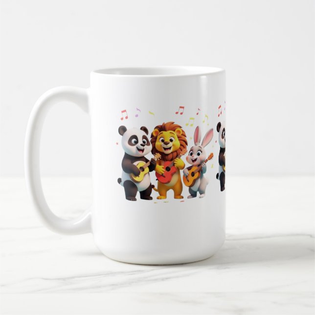 🎵 Cartoon Animal Music Party – Fun & Cute Musical Kaffemugg (Vänster)