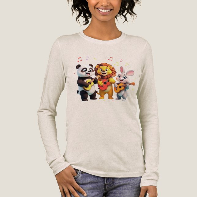 🎵 Cartoon Animal Music Party – Fun & Cute Musical T Shirt (Framsida)