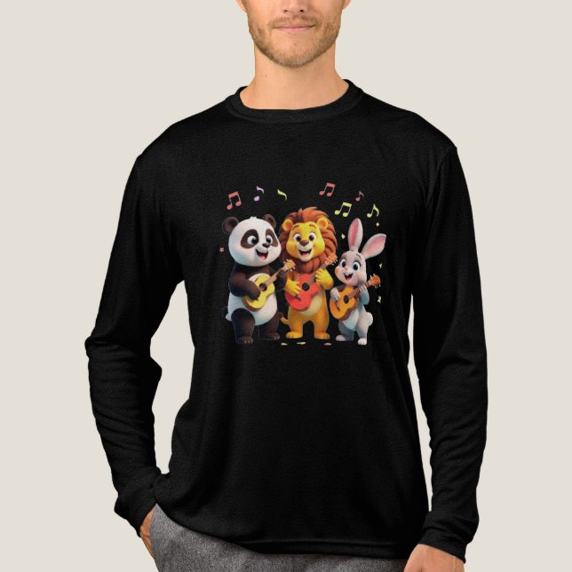 🎵 Cartoon Animal Music Party – Fun & Cute Musical T Shirt (Framsida)