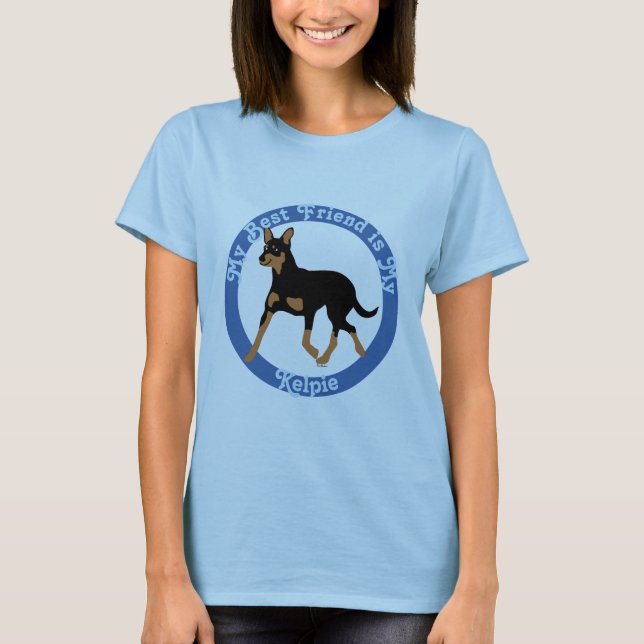 Cartoon Australian Kelpie Trotting 2 T Shirt (Framsida)