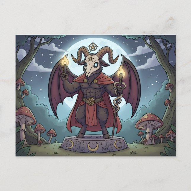 Cartoon Baphomet Vykort (Framsida)