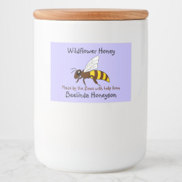 Cartoon Bee Wildblomhonungsjar Labels Mat Etiketter
