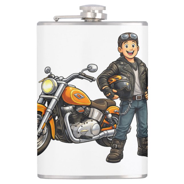 Cartoon Biker with Powerful Motorcycle Rider Art Fickplunta (Framsidan)