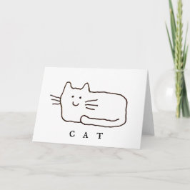 Cartoon Cat Doodle Line Art Folded Greeting Card Kort