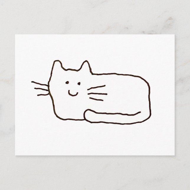 Cartoon Cat Doodle Line Drawing  Vykort (Framsida)