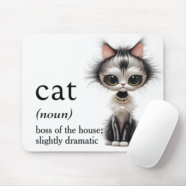 Cartoon Cat With Pearl Necklace Musmatta (Med mus)