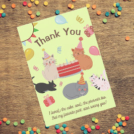 Cartoon Cats Birthday Party Thank You Card Tack Kort