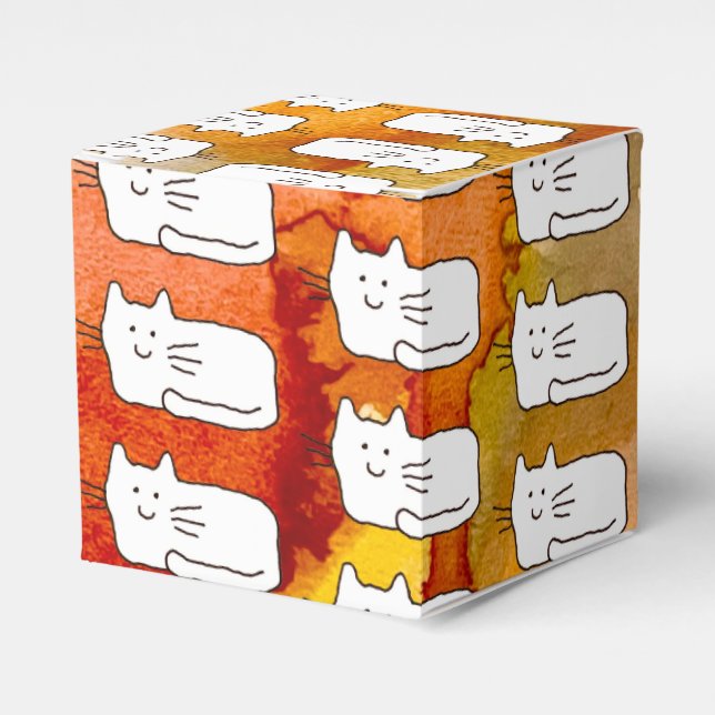 Cartoon Cats Doodle Line Drawing Favor Boxes Presentaskar (Framsidan Sidan)