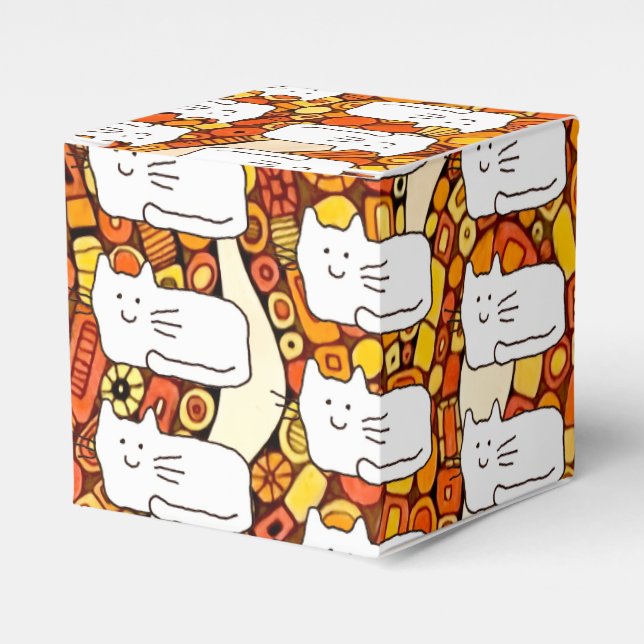 Cartoon Cats Doodle Line Drawing Favor Boxes Presentaskar (Framsidan Sidan)