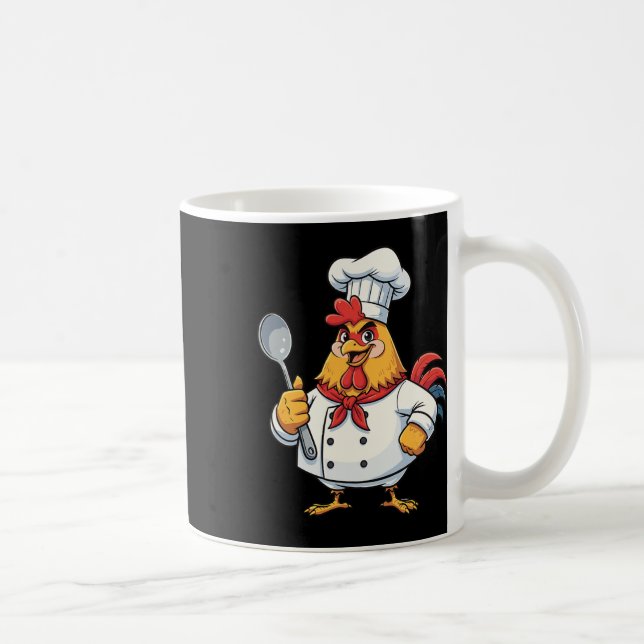 Cartoon Chicken Cook Rooster Chef Kitchen _1  Kaffemugg (Höger)