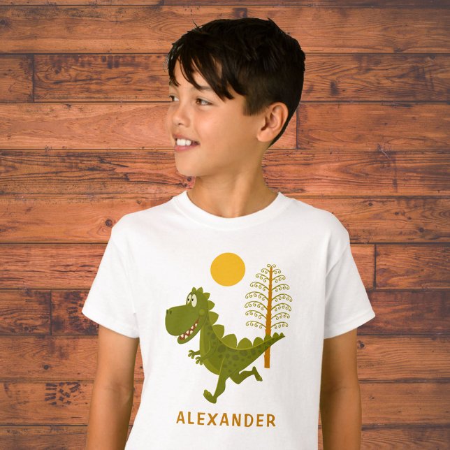 Cartoon Cute Funny Running Dinosaur Jurassic Sun  T Shirt (Skapare uppladdad)