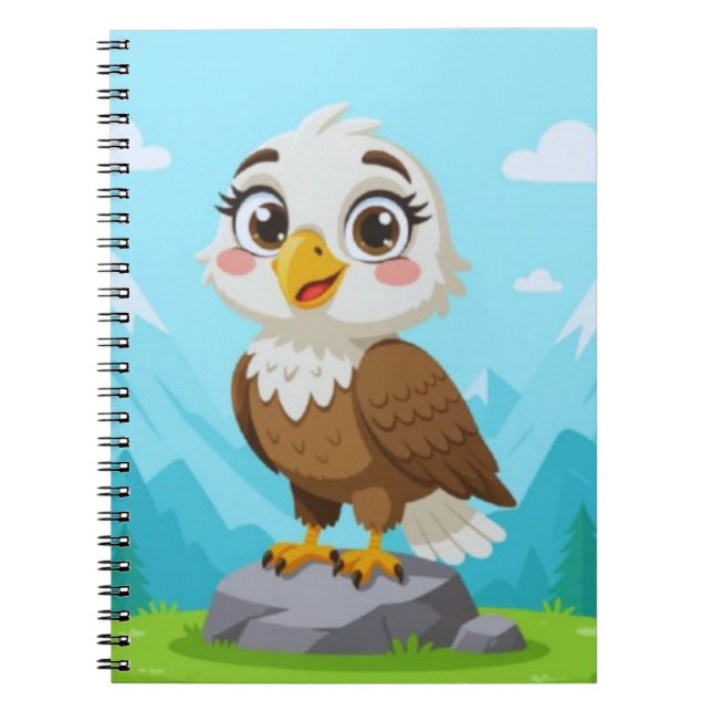 Cartoon Eagle on Rock – Cute Vector Character Anteckningsbok (Framsidan)