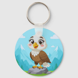 Cartoon Eagle on Rock – Cute Vector Character Nyckelring