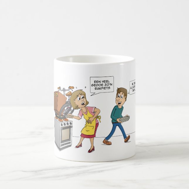 Cartoon: Een heel gedoe zo’n bakfiets Kaffemugg (Center)