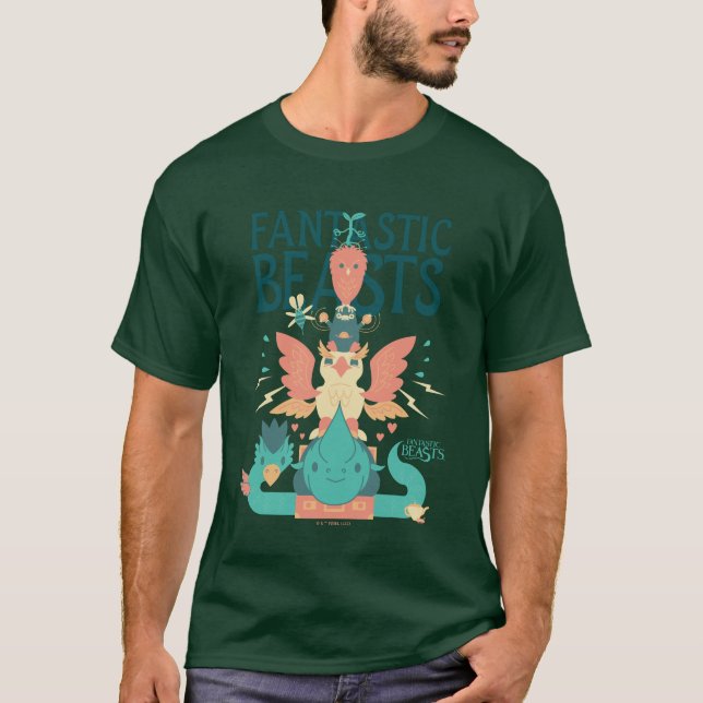 Cartoon Fantastic Beasts Emerge From Suitcase T Shirt (Framsida)