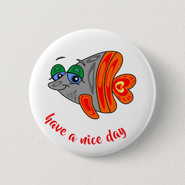 cartoon fish friendly orange grey knapp (Framsida)