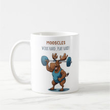 Cartoon fitness moose training with weights