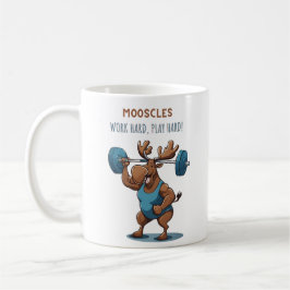 Cartoon fitness moose training with weights kaffemugg