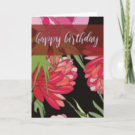 Cartoon Flowers Birthday Card Kort