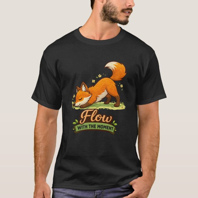 Cartoon Fox Downward Dog Yoga Design T Shirt (Framsida)