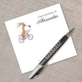 Cartoon Funny Cute Dog Puppy Riding Bicycle Post-it Block