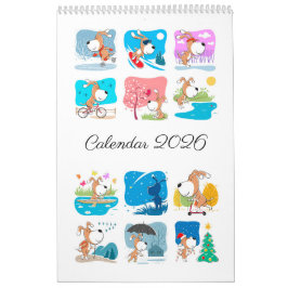Cartoon Funny Cute Puppy Dog Lover 2026 Kalender