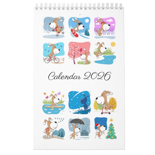 Cartoon Funny Cute Puppy Dog Lover 2026 Kalender (Omslag)