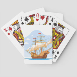 Cartoon Galleon Sailing on Blue Water Casinokort