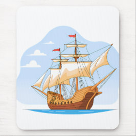 Cartoon Galleon Sailing on Blue Water Musmatta