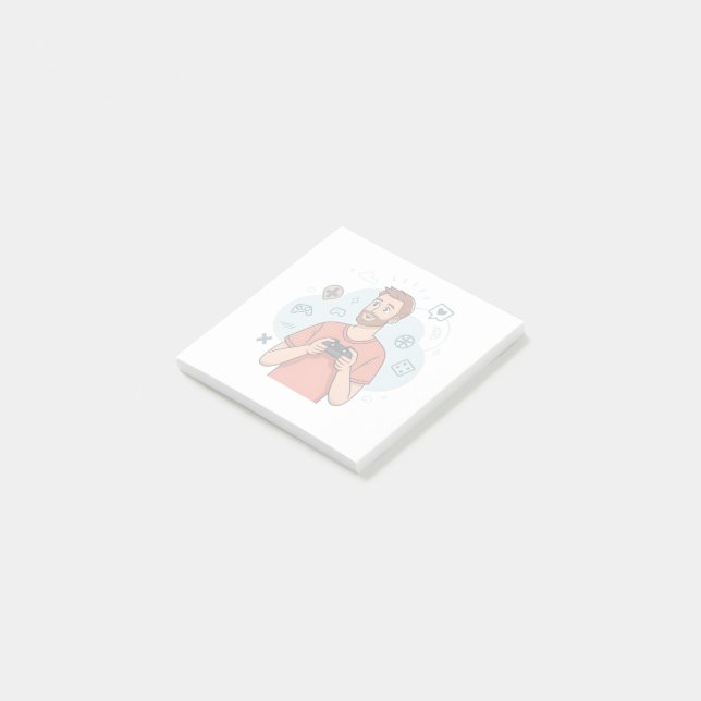 Cartoon Gamer Character Illustration Post-it Block (Vinklad)