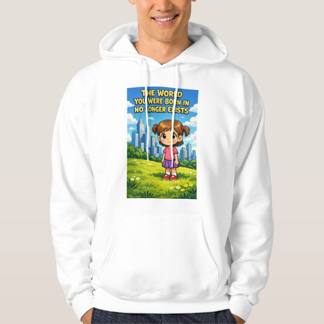 Cartoon Girl Lost Innocence Past vs Future Graphic Hoodie (Framsida)