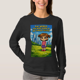 Cartoon Girl Lost Innocence Past vs Future Graphic T Shirt