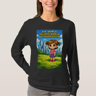 Cartoon Girl Lost Innocence Past vs Future Graphic T Shirt