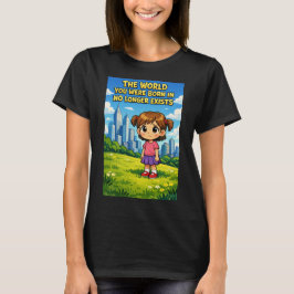 Cartoon Girl Lost Innocence Past vs Future Graphic T Shirt