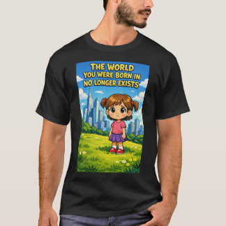Cartoon Girl Lost Innocence Past vs Future Graphic T Shirt