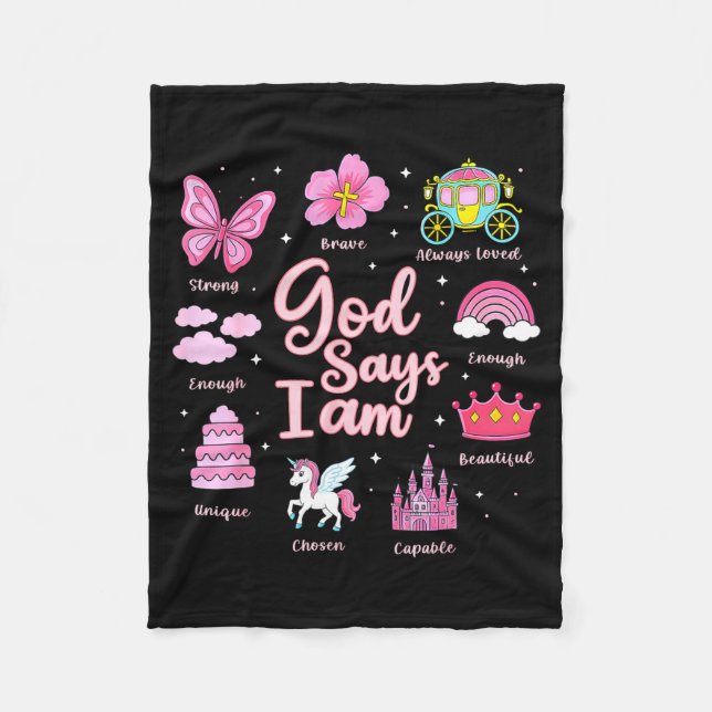 Cartoon God Say I Am Princess Girl Kids  Fleecefilt (Framsidan)