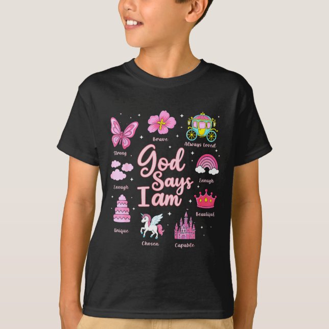Cartoon God Say I Am Princess Girl Kids  T Shirt (Framsida)