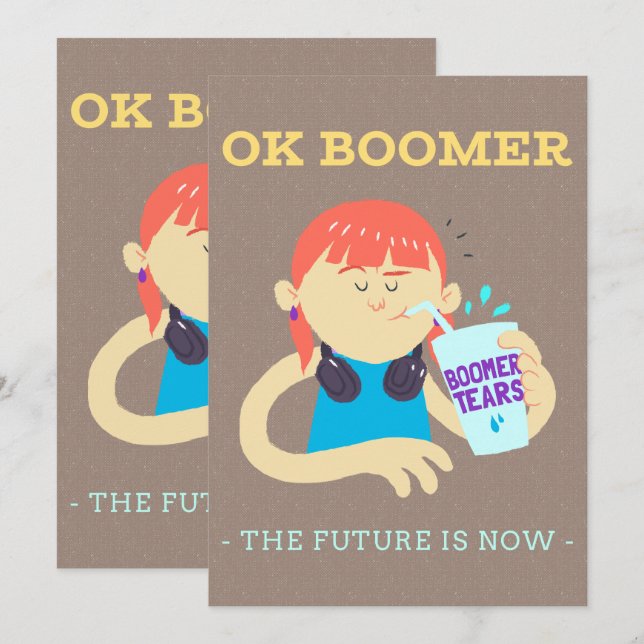 Cartoon Humor Funny Cartoon Boomer Meme Art Inbjudningar (Fram/baksida)