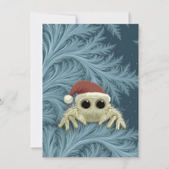 Cartoon Jumping Spider Christmas Cards Julkort (Framsida)