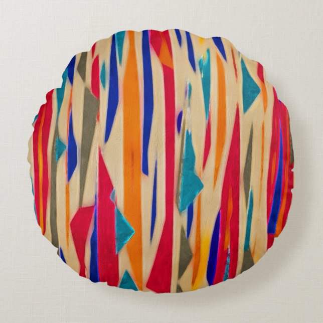 Cartoon Lines Round Pillow Rund Kudde (Framsidan)