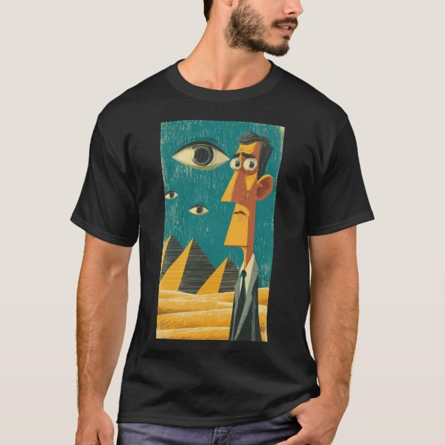 Cartoon Man at Pyramids T Shirt (Framsida)
