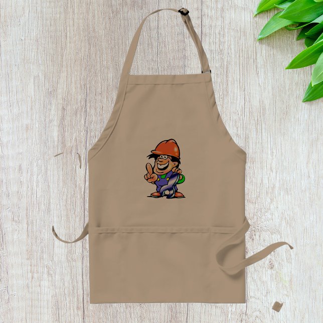 Cartoon Man In A Hard Hat Apron Förkläde (Skapare uppladdad)