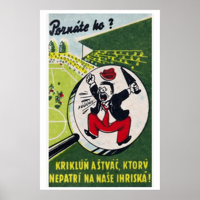 Cartoon Man Shouting Czechoslovakia Mid-Century Poster (Framsidan)